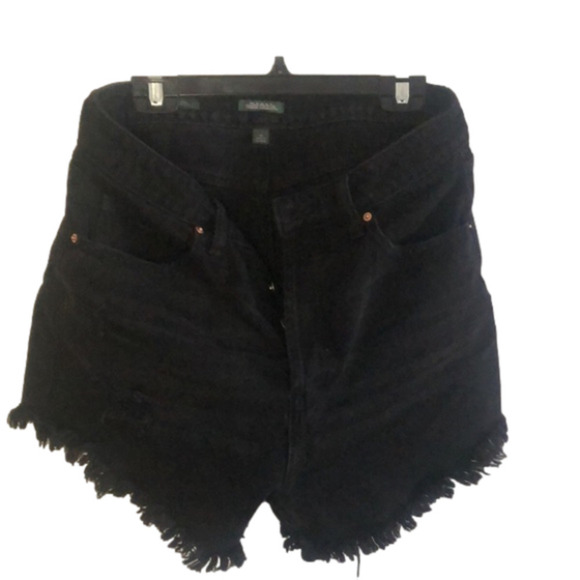 HI-Rise Black  Denim Size 10 Frayed Shorts - Picture 1 of 14